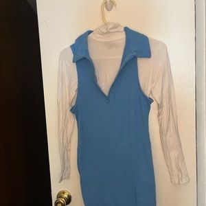 White turtle neck tee and a dress